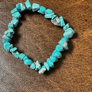 Hand crafted turquoise chip stretch bracelet natural stone Boho jewelry